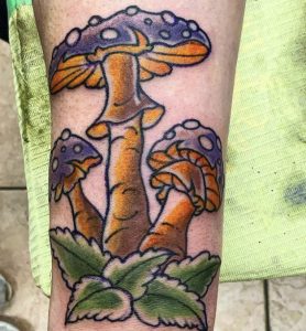 cute purple mushroom tattoo